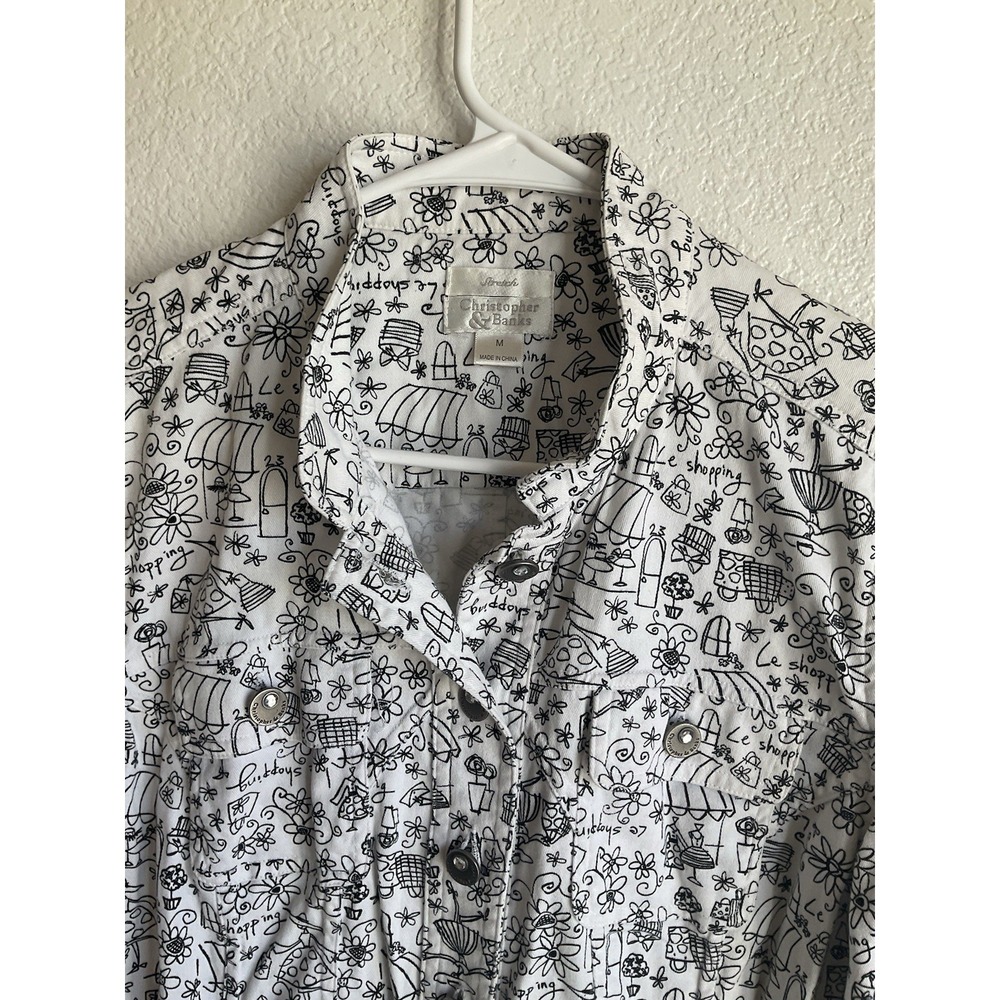 Christopher & Bank Women's whimsical black and‎ white jacket Medium Shopping